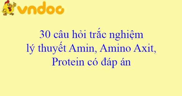 30 câu hỏi trắc nghiệm lý thuyết Amin, Amino Axit, Protein có đáp án