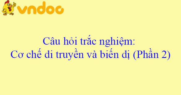 Câu hỏi trắc nghiệm: Cơ chế di truyền và biến dị (Phần 2)