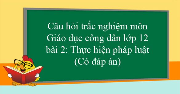 Câu hỏi trắc nghiệm môn Giáo dục công dân lớp 12 bài 2: Thực hiện pháp luật (Có đáp án)