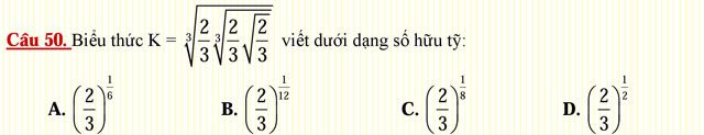 Câu hỏi trắc nghiệm môn Toán lớp 12: Hàm số lũy thừa - Hàm số mũ