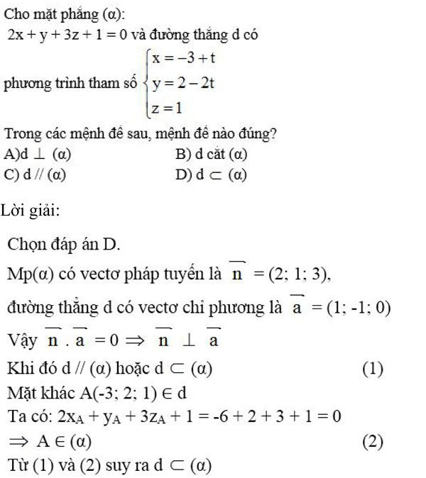 Câu hỏi trắc nghiệm Toán 12 chương 3