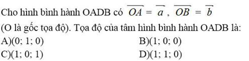 Câu hỏi trắc nghiệm Toán 12 chương 3