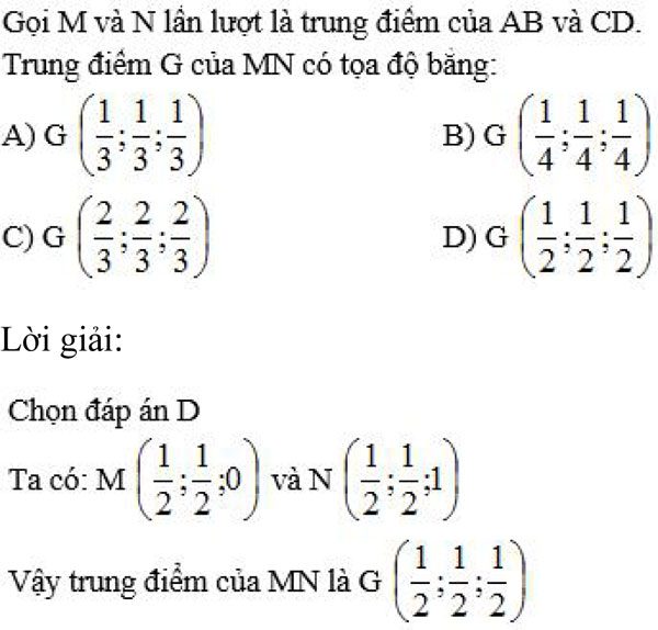 Câu hỏi trắc nghiệm Toán 12 chương 3