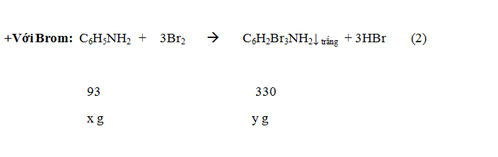 Dạng bài tập Amin tác dụng với dung dịch Axit và dung dịch Brom