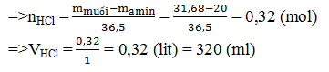 Dạng bài tập Amino Axit tác dụng với Axit