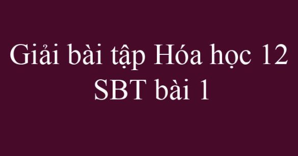 Giải bài tập Hóa học 12 SBT bài 1