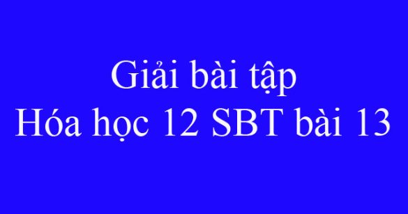 Giải bài tập Hóa học 12 SBT bài 13