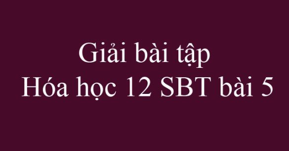 Giải bài tập Hóa học 12 SBT bài 5