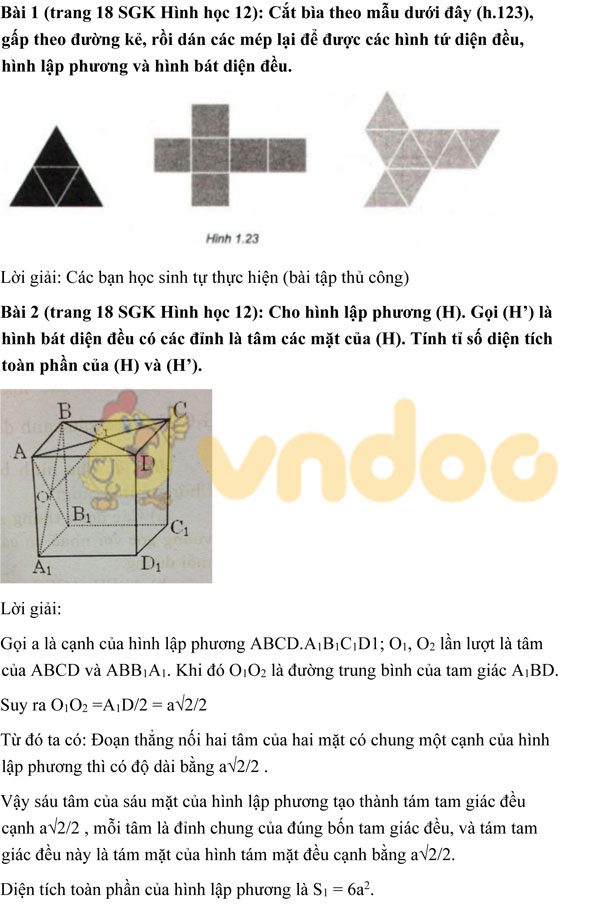 Giải bài tập Toán 12 chương 1 bài 2