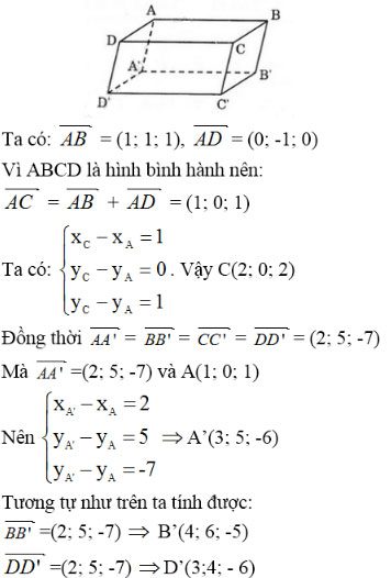 Giải bài tập Toán 12 chương 3 bài 1