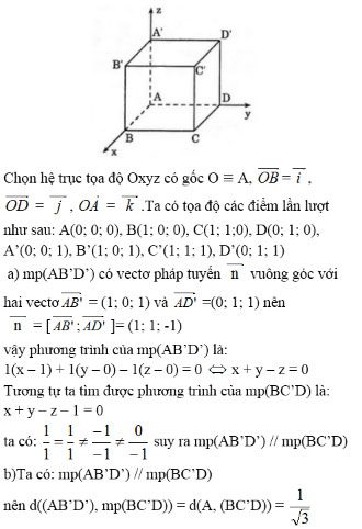 Giải bài tập Toán 12 chương 3 bài 2