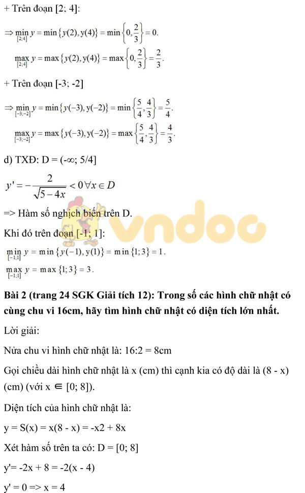 Bài 3: Giá trị lớn nhất và giá trị nhỏ nhất của hàm số