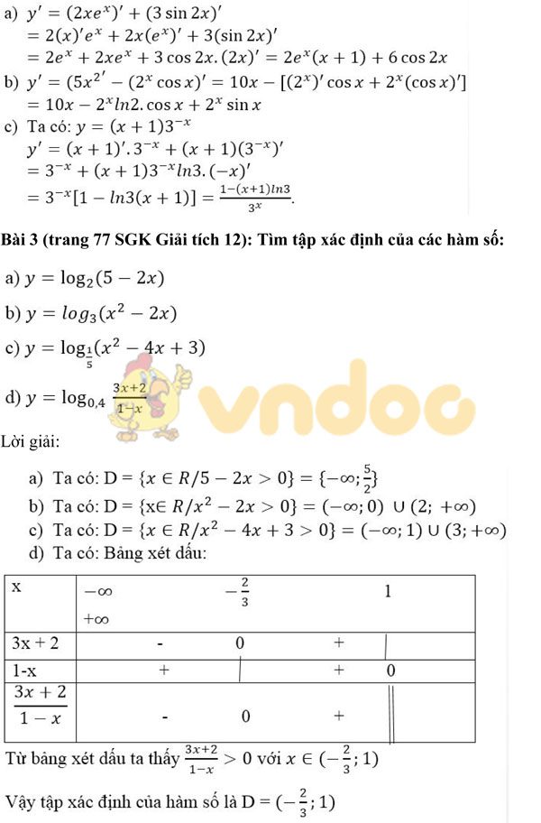 Giải chi tiết bài tập Giải tích lớp 12