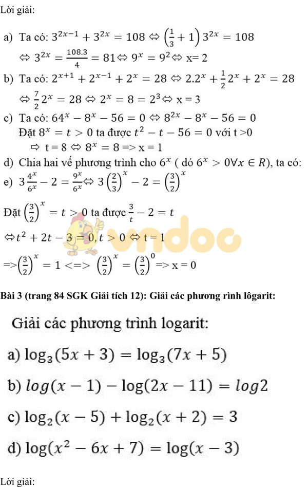 Giải bài tập môn Toán lớp 12