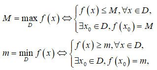Giá trị lớn nhất và giá trị nhỏ nhất của hàm số