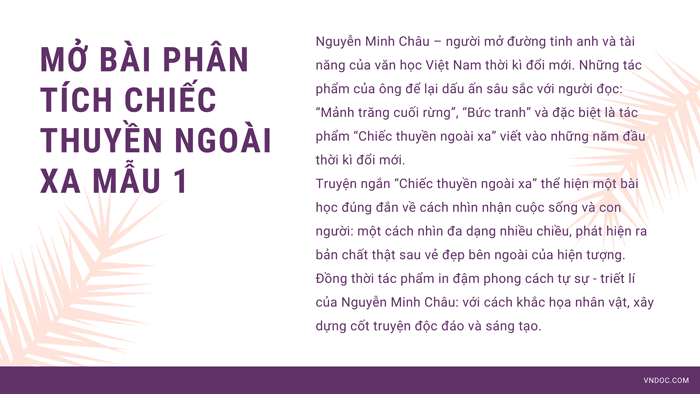 Mở bài phân tích truyện chiếc thuyền ngoài xa