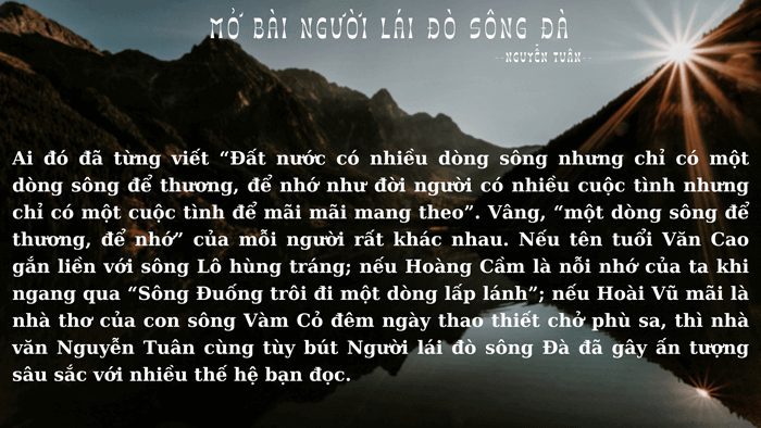 Mở bài Người lái đò sông Đà