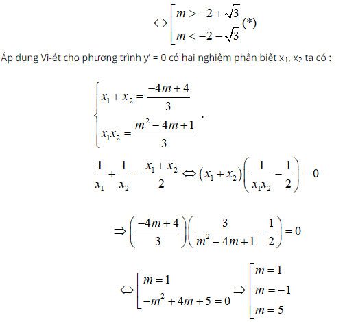 Trắc nghiệm Toán 12 chương 1: Cực trị của hàm số