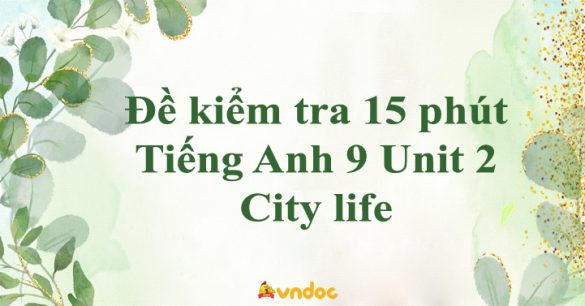 Đề kiểm tra 15 phút Tiếng Anh 9 Unit 2 City life