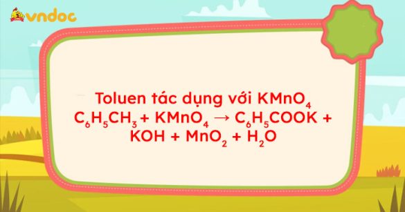 C6H5CH3 + KMnO4 → C6H5COOK + KOH + MnO2 + H2O