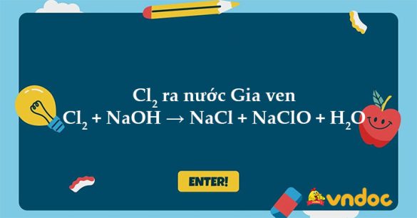 Cl2 + NaOH → NaCl + NaClO + H2O