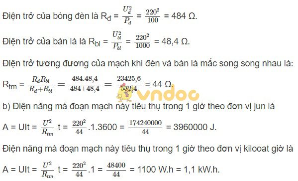 Bài tập về công suất điện và điện năng sử dụng