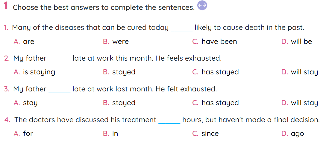 Sách bài tập Tiếng Anh 11 Global Success Unit 1 Grammar