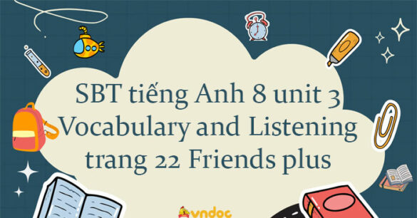 Workbook tiếng Anh 8 unit 3 Vocabulary and Listening trang 22 Friends plus