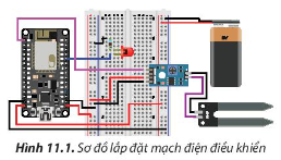 Làm thế nào để lắp ráp mạch điện điều khiển đơn giản có sử dụng mô đun cảm biến như sơ đồ minh họa ở Hình 11.1?