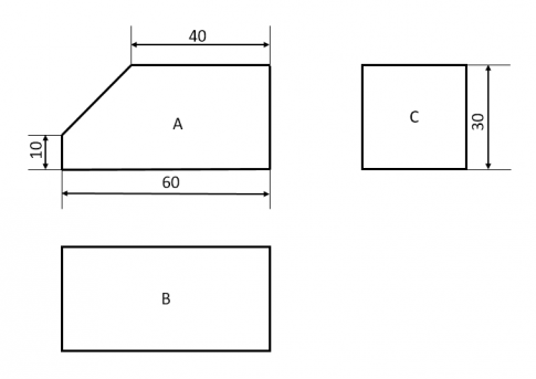 Vẽ và ghi kích thước các hình chiếu của vật thể đơn giản ở Hình 2.14 (tỉ lệ 1:1).