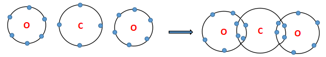 Sự tạo thành liên kết trong phân tử carbon dioxide