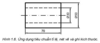 Người ta đã sử dụng các tiêu chuẩn nào để vẽ Hình 1.6? Hãy vẽ lại Hình 1.6 với tỉ lệ 1:1 trên giấy A4.