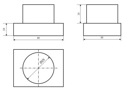 Vẽ hình chiếu vuông góc của vật thể (Hình O1.4) lên khổ giấy A4.