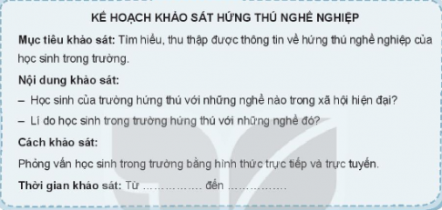 Lập kế hoạch khảo sát hứng thú nghề nghiệp