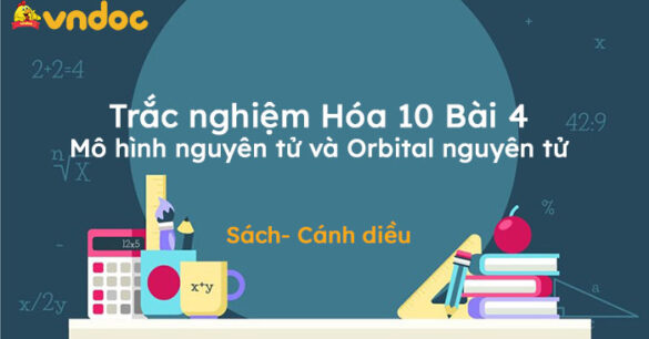 Trắc nghiệm Hóa 10 Bài 4: Mô hình nguyên tử và Orbital nguyên tử