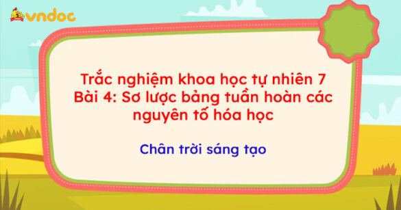 Trắc nghiệm khoa học tự nhiên 7 Bài 4: Sơ lược bảng tuần hoàn các nguyên tố hóa học